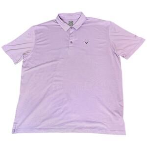 Callaway OPTI DRI XXL Men's Golf Polo Short Sleeve Purple and White Striped